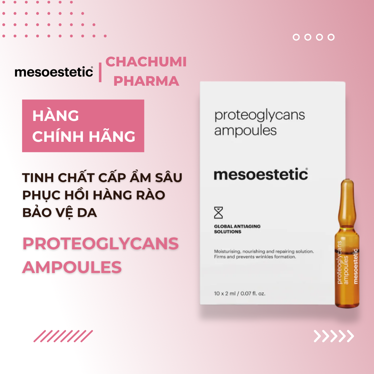 Mesoestetic Proteoglycans Ampoules Tinh Chất Cấp Ẩm Sâu, Tăng Đàn Hồi, Phục Hồi Hàng Rào Bảo Vệ Da 10x2ml