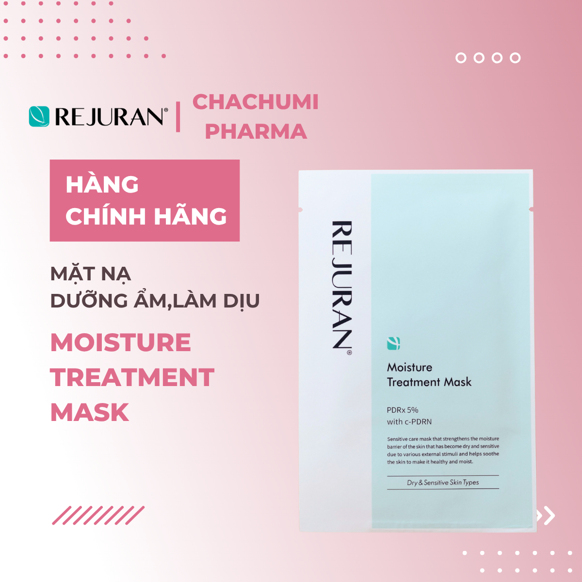 Rejuran Moisture Treatment Mask - Mặt nạ dưỡng ẩm, làm dịu, hỗ trợ phục hồi da 23mlx5