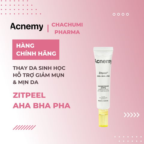 Acnemy Zitpeel AHA BHA PHA Thay Da Sinh Học Hỗ Trợ Làm Giảm Mụn Và Làm Mịn Da 40ml