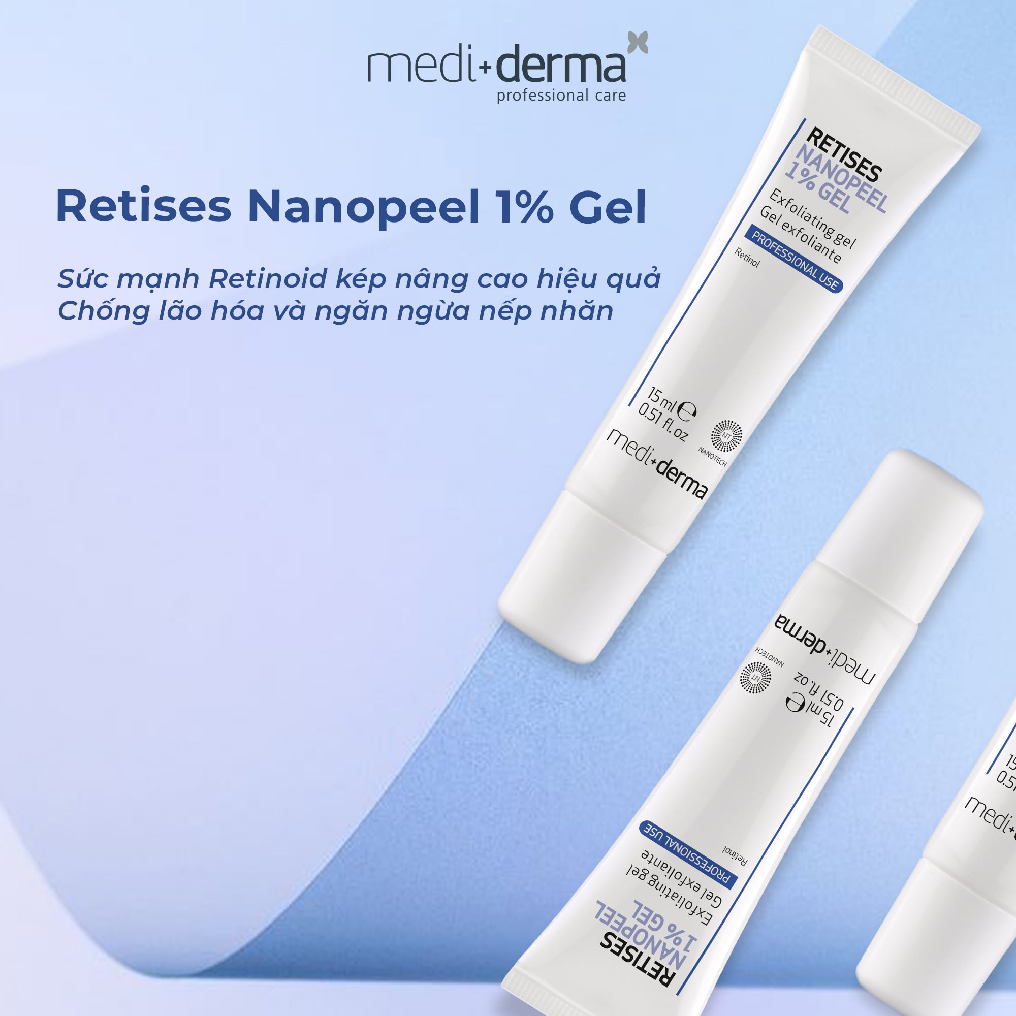 Mediderma Retises Nanopeel 1% Gel Khoá Peel Giảm Mụn, Kích Thích Tăng Sinh Collagen Và Elastin