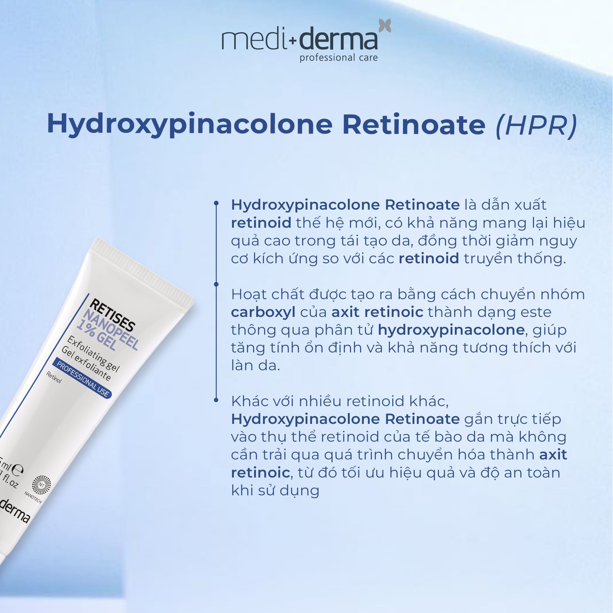 Mediderma Retises Nanopeel 1% Gel Khoá Peel Giảm Mụn, Kích Thích Tăng Sinh Collagen Và Elastin