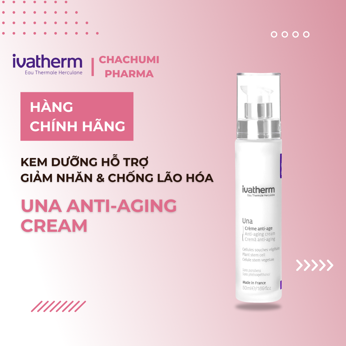 Ivatherm Una Anti Aging Cream - Kem dưỡng trẻ hóa giảm nhăn, phục hồi, chống lão hóa đa tầng 50ml