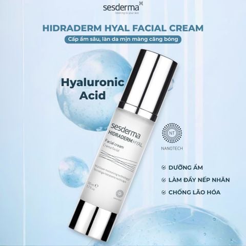 Sesderma Hidraderm Hyal Facial Cream 50ml – Kem Dưỡng Ẩm Sâu, Phục Hồi Hàng Rào Da