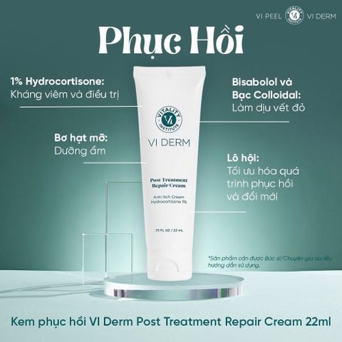 VI Derm Post Treatment Repair Cream 22ml Viderm – Kem Dưỡng Phục Hồi, Làm Dịu Da Sau Treatment Và Xâm Lấn