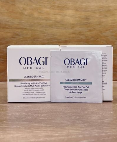 Miếng Pad Peel Da Obagi Làm Sạch Tế Bào Da Chết Và Cải Thiện Bề Mặt Căng Bóng Obagi Clenziderm M.D. Resurfacing Multi- Acid Peel Pads