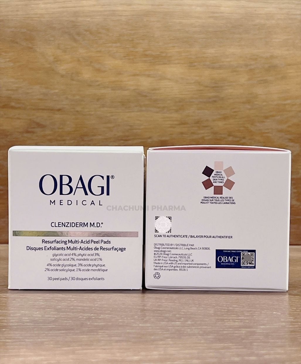 Miếng Pad Peel Da Obagi Làm Sạch Tế Bào Da Chết Và Cải Thiện Bề Mặt Căng Bóng Obagi Clenziderm M.D. Resurfacing Multi- Acid Peel Pads