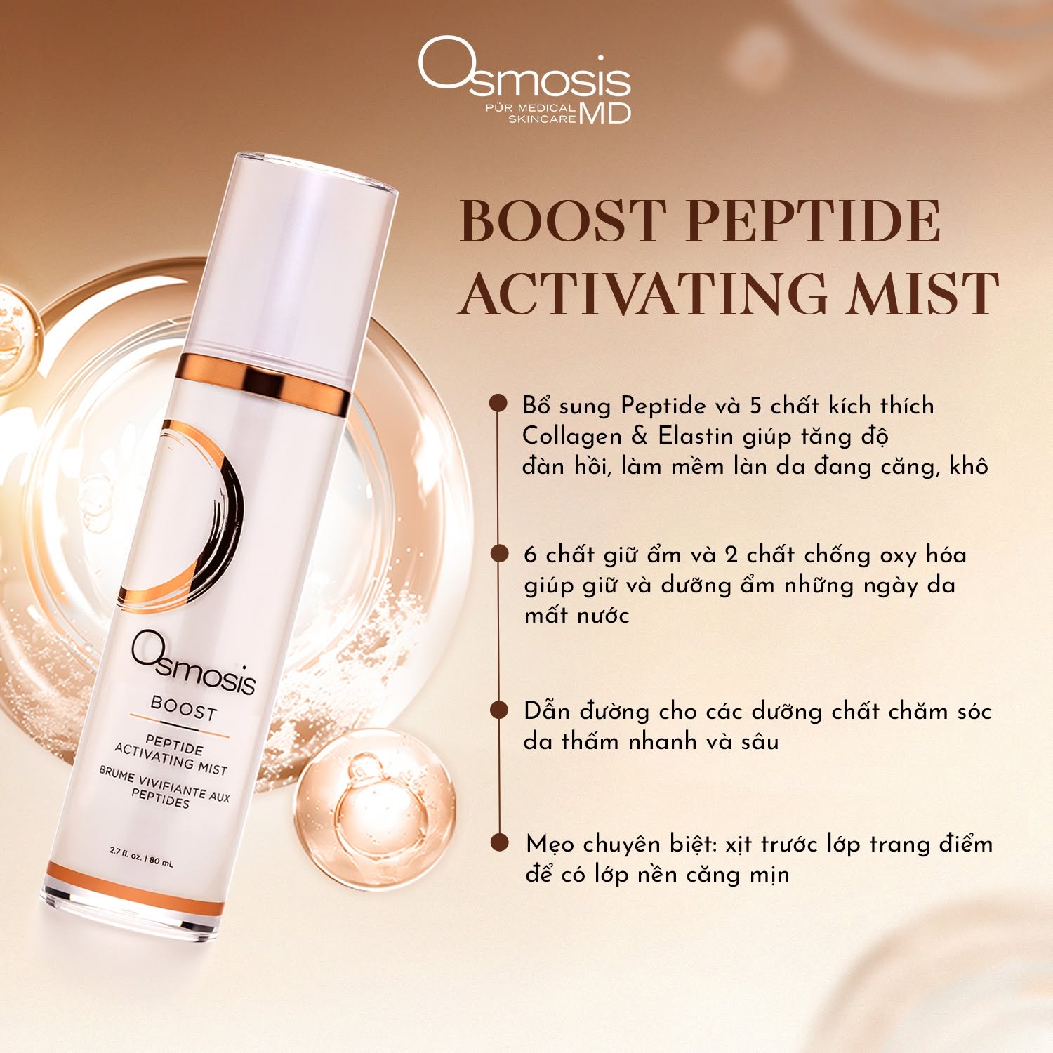 Xịt Khoáng Osmosis Boost Peptide Activating Mist Phục Hồi Và Làm Dịu Da