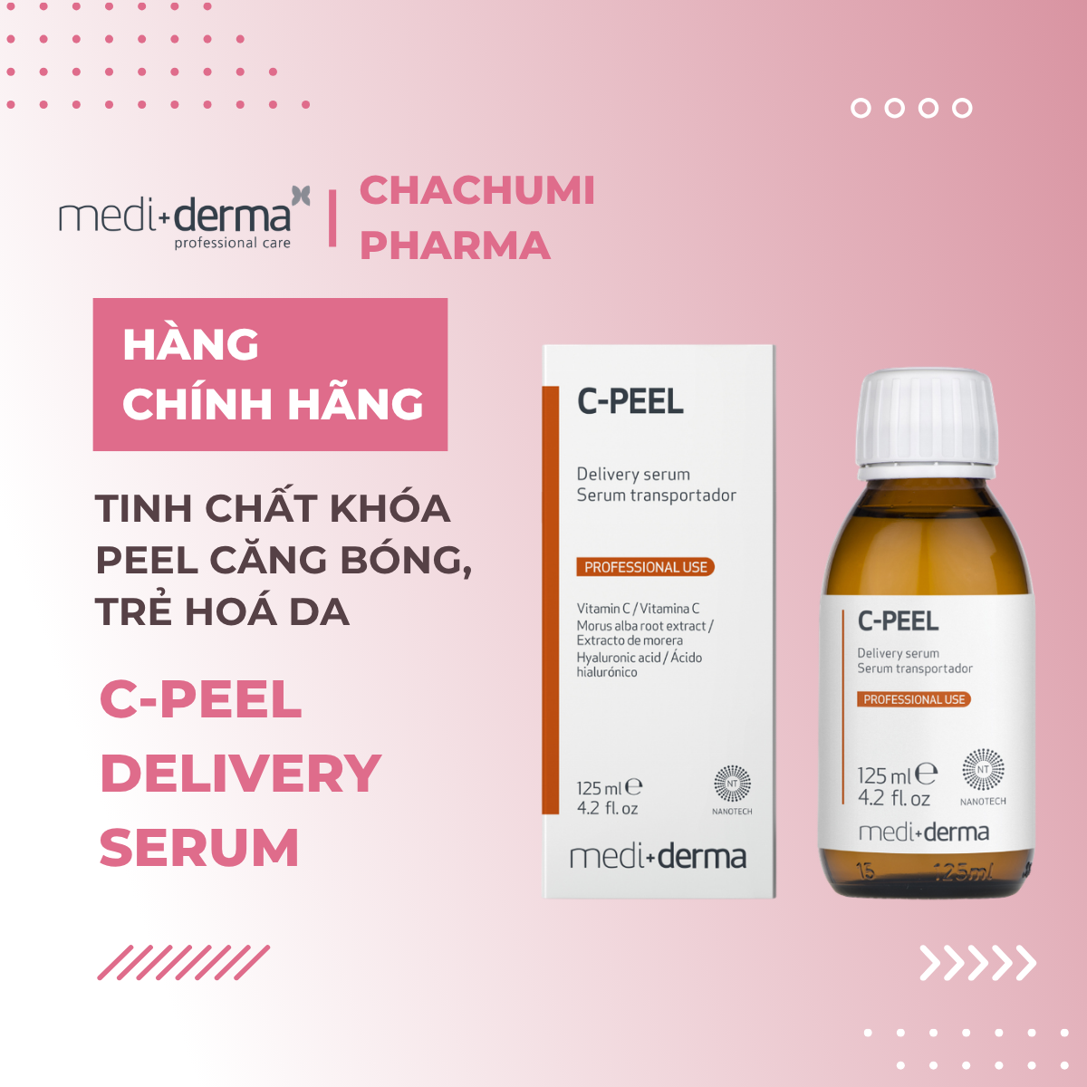Mediderma C-Peel Delivery Serum Khóa Peel Căng Bóng, Trẻ Hoá, Làm Sáng Và Đều Màu Da