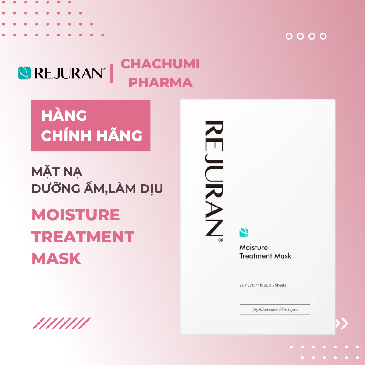 Rejuran Moisture Treatment Mask - Mặt nạ dưỡng ẩm, làm dịu, hỗ trợ phục hồi da 23mlx5