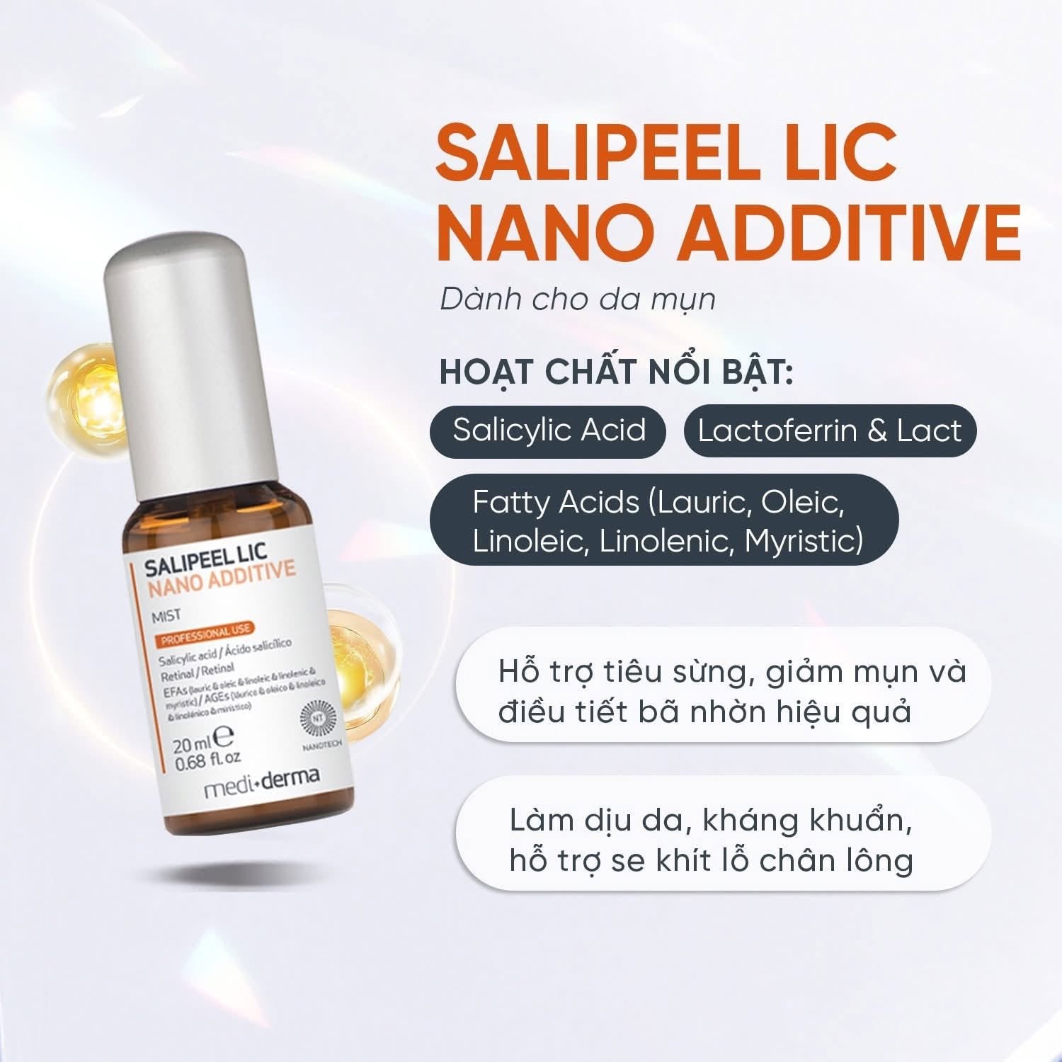 Mediderma Salipeel LIC Nano Additive Xịt Peel Tăng Cường Giảm Viêm Và Giảm Mụn