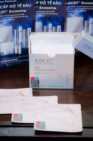 ASCE plus Doubl: EX Signal Pad Platinum Miếng Pad Làm Dịu, Mịn Bề Mặt Da, Phục Hồi Da Exosome 2 miếng 5g/gói x 30 gói/hộp