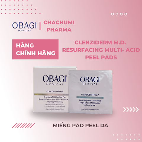 Miếng Pad Peel Da Obagi Làm Sạch Tế Bào Da Chết Và Cải Thiện Bề Mặt Căng Bóng Obagi Clenziderm M.D. Resurfacing Multi- Acid Peel Pads