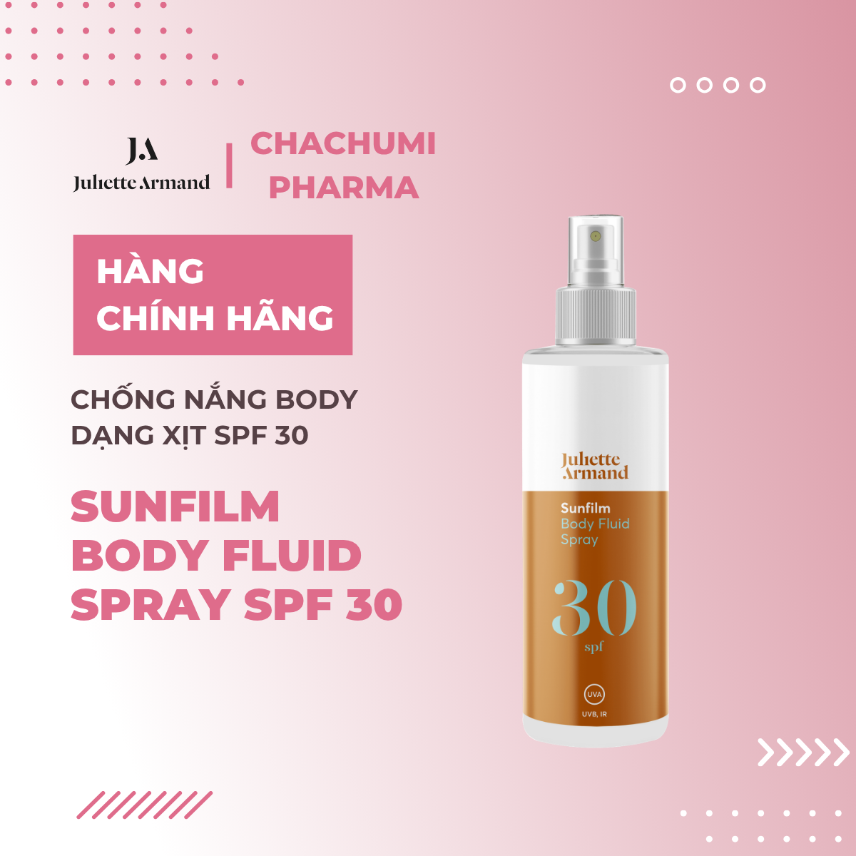 Juliette Armand Sunfilm Body Fluid Spray SPF 30 Chống Nắng Body Dạng Xịt Dành Cho Mọi Loại Da 200ml