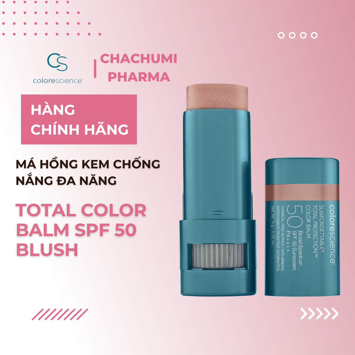 Bộ 3 Má Hồng Kem Colorescience Total Color Balm SPF 50 Chống Nắng Đa Năng