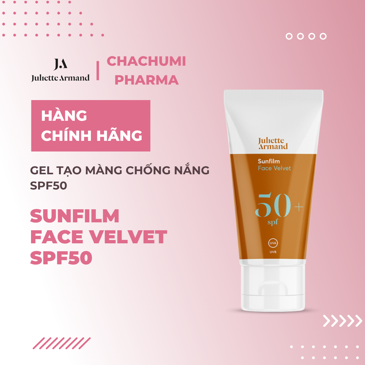 Juliette Armand Sunfilm Face Velvet SPF 50 Gel Tạo Màng Chống Nắng Không Bết Dính 55ml