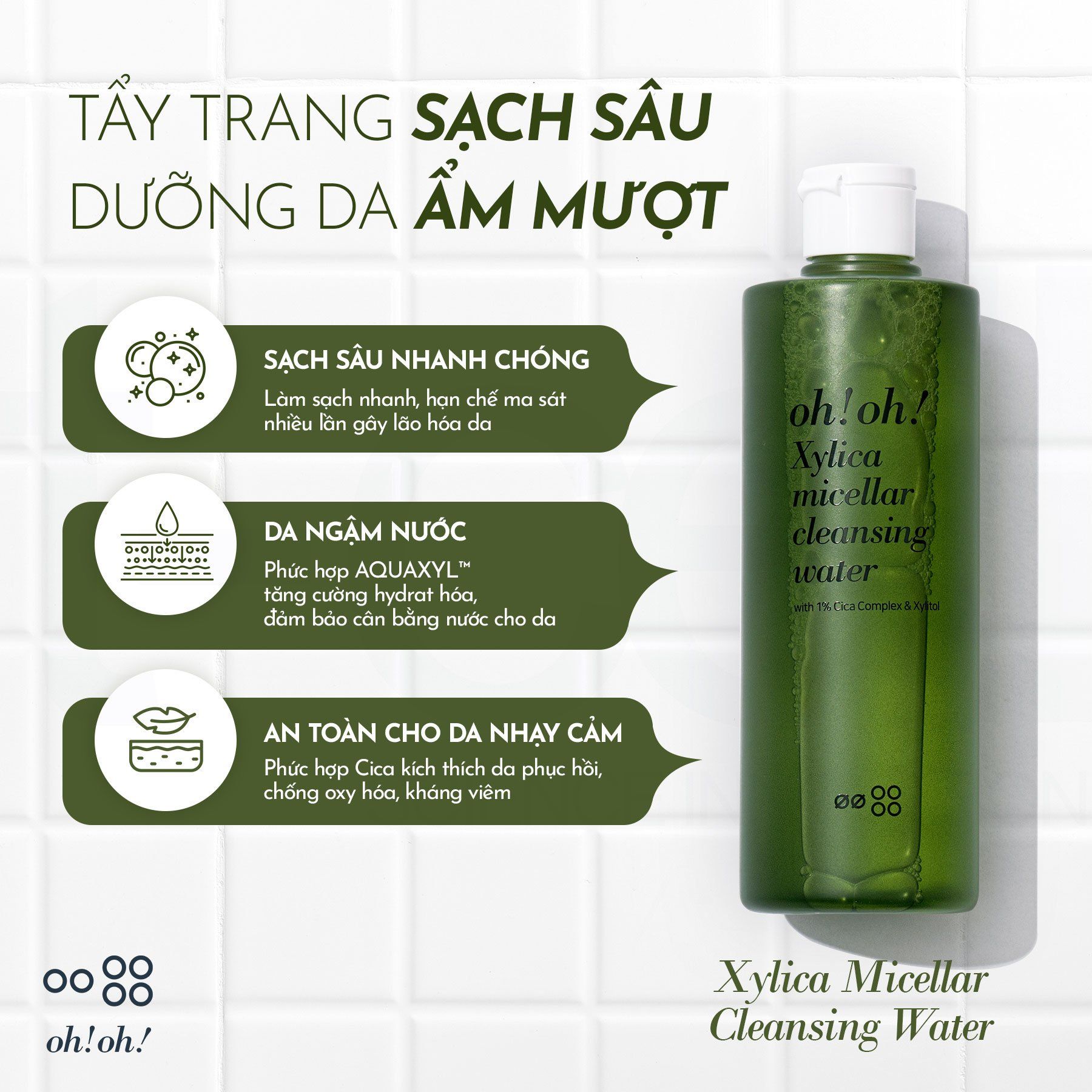 Nước Tẩy Trang Chuyên Sâu oh!oh! Xylica Micellar Cleansing Water 500ml