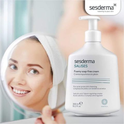 Sesderma Salises Foamy Soap Free Cream 250ml – Sữa Rửa Mặt Dịu Nhẹ Cho Da Dầu Mụn, Kiềm Dầu
