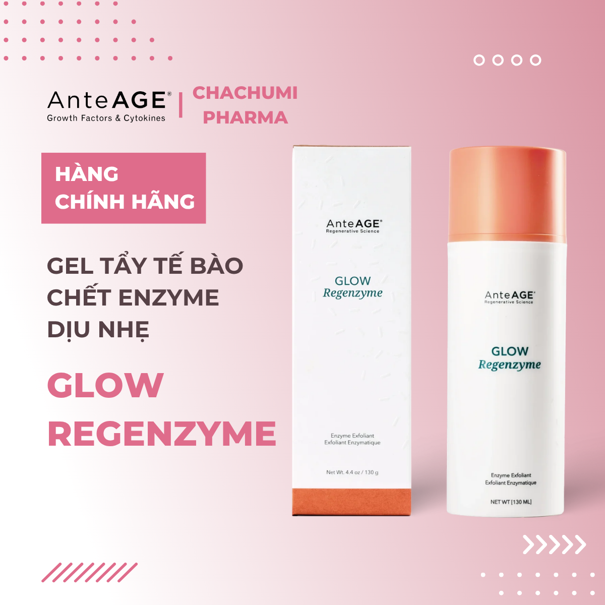 AnteAGE GLOW Regenzyme - Gel Tẩy Tế Bào Chết Enzyme Dịu Nhẹ Dành Cho Mọi Loại Da 130ml
