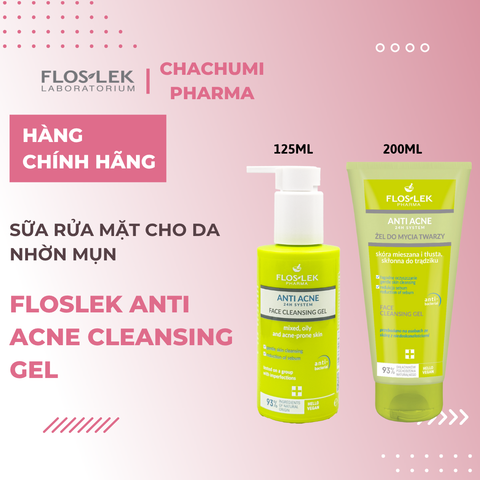 Floslek Anti Acne Bacterial Face Cleansing Gel - Sữa Rửa Mặt Cho Da Nhờn Mụn 200ml 125ml