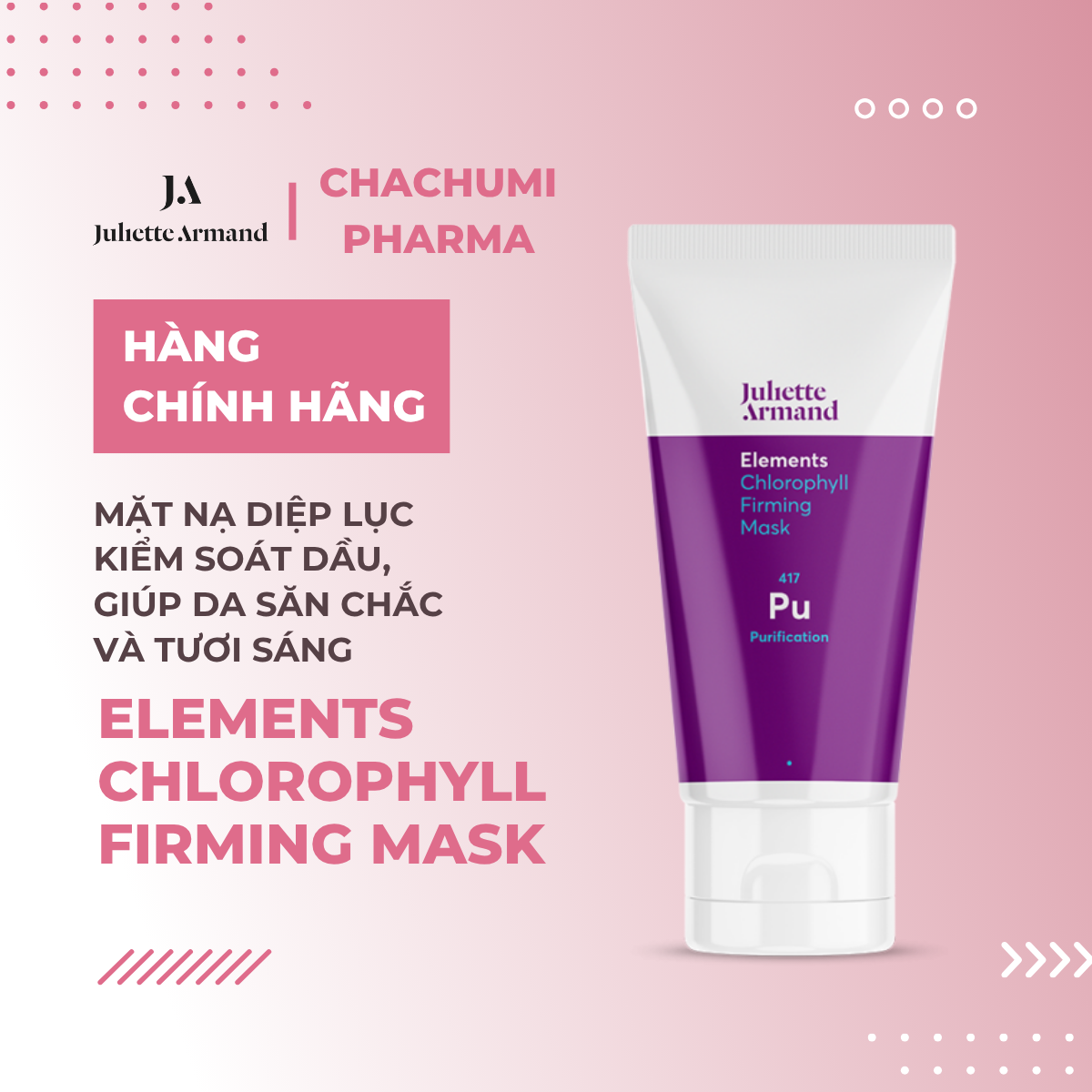 Juliette Armand Elements Chlorophyll Firming Mask Mặt Nạ Diệp Lục Kiểm Soát Dầu, Giúp Da Săn Chắc Và Tươi Sáng 50ml