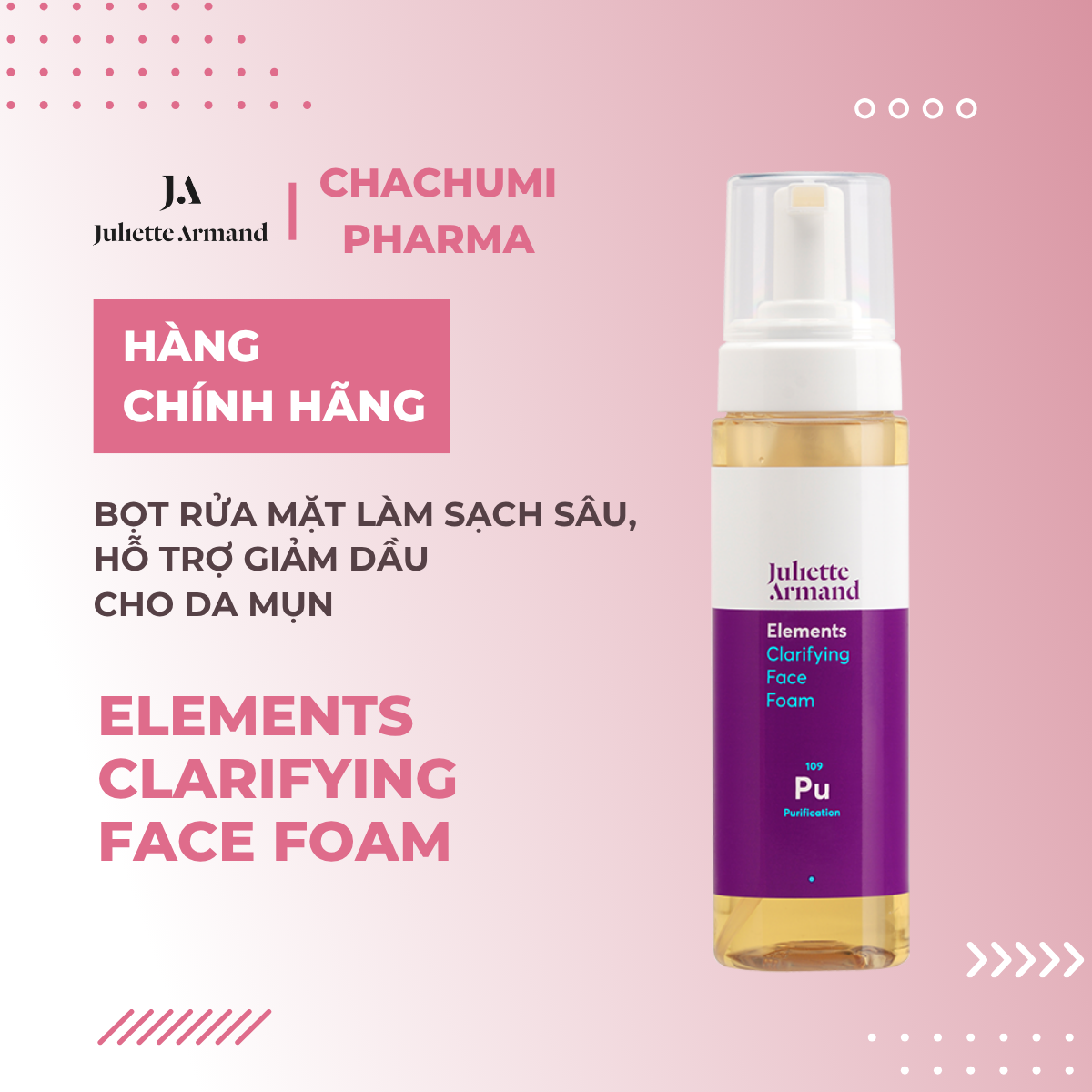 Juliette Armand Elements Clarifying Face Foam Bọt Rửa Mặt Làm Sạch Sâu, Hỗ Trợ Giảm Dầu Cho Da Mụn 230ml
