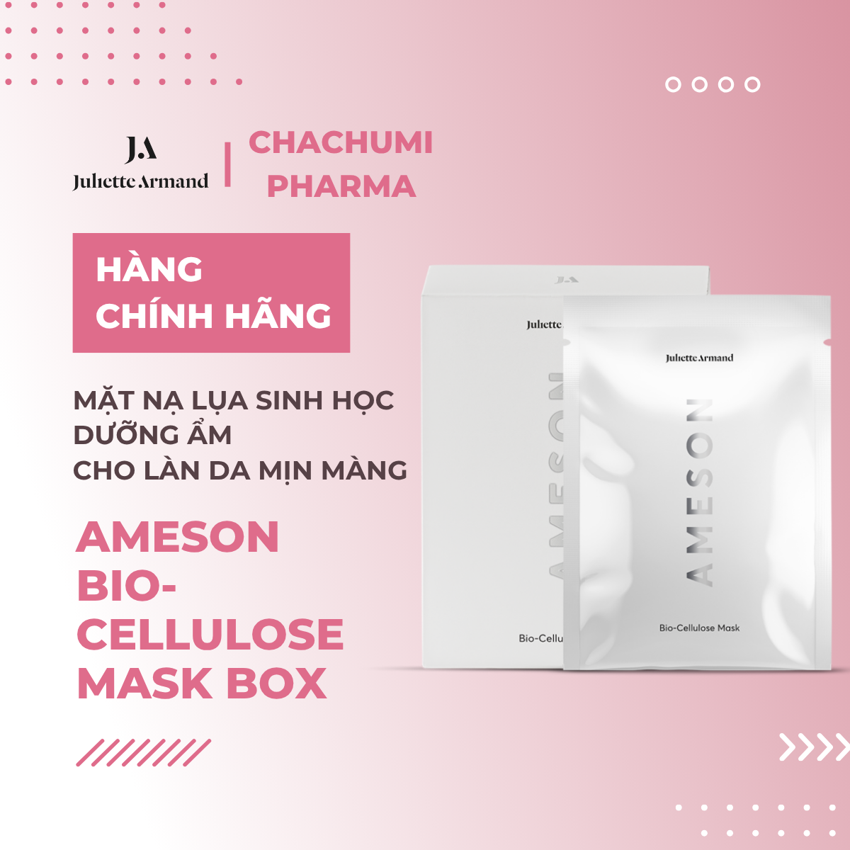 Juliette Armand Ameson Bio-Cellulose Mask Box Mặt Nạ Lụa Sinh Học Dưỡng Ẩm Cho Làn Da Mịn Màng