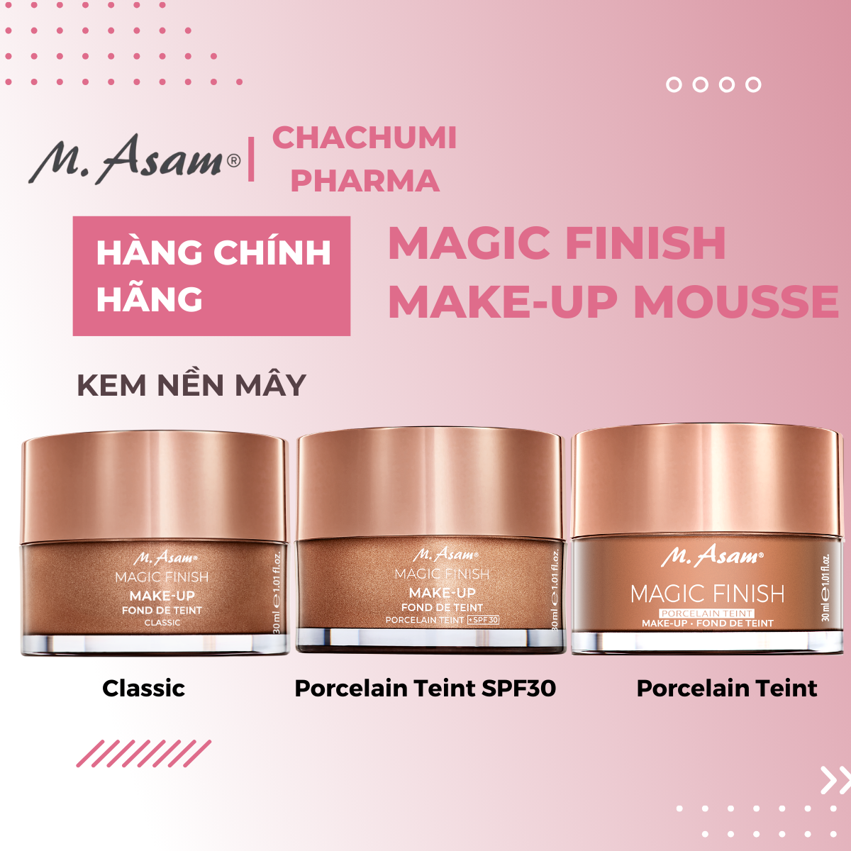 M. Asam Magic Finish Make-Up Mousse Kem Nền Mây 30ml