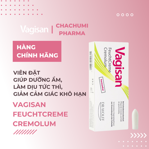 [Hộp 16 viên] Vagisan FeuchtCreme Cremolum - Viên Đặt Giúp Dưỡng Ẩm, Làm Dịu Tức Thì, Giảm Cảm Giác Khô Hạn