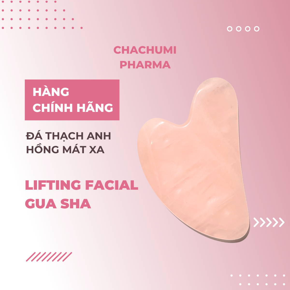 Lifting Facial Gua Sha - Đá Thạch Anh Hồng Mát Xa ( Có Hộp)