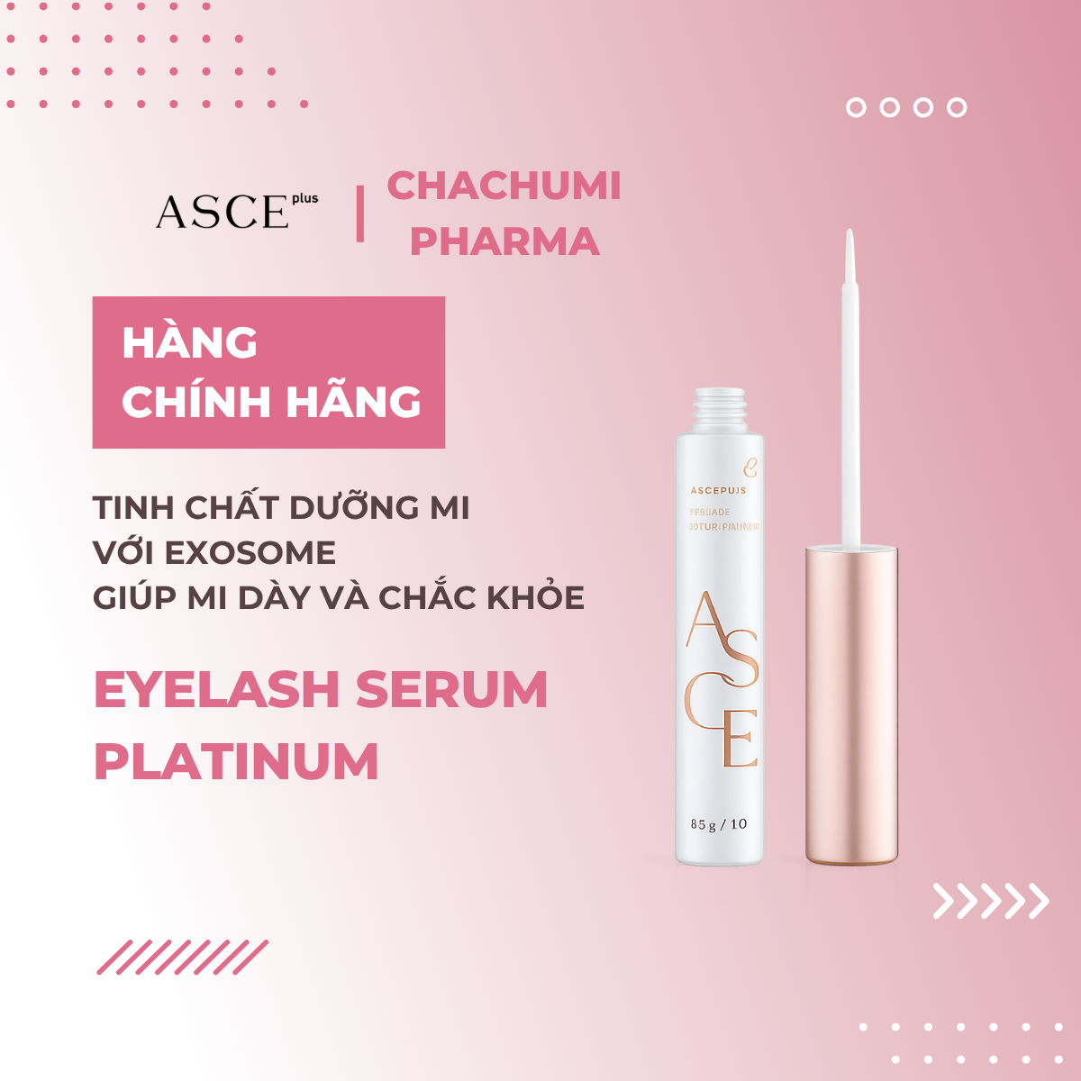 ASCE Plus Eyelash & Eyebrow Serum Platinum - Tinh Chất Dưỡng Mi & Mày Với Exosome 8.5g
