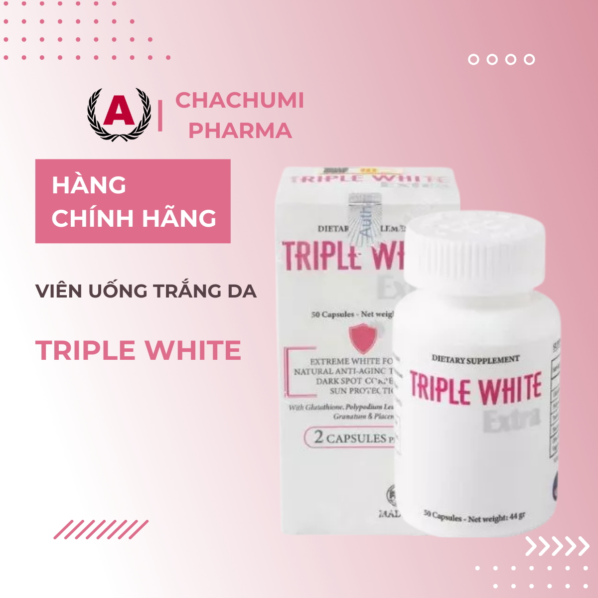 Triple White - Viên Uống Trắng Da Và Chống Nắng 50 viên