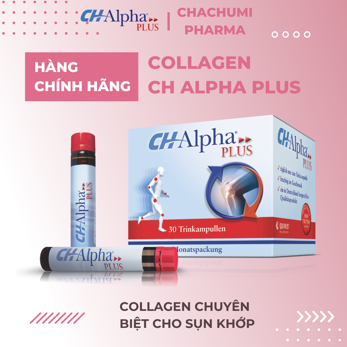 Collagen CH Alpha PLUS Chuyên Biệt Cho Sụn Khớp 1 hộp x 30 ống 25ml
