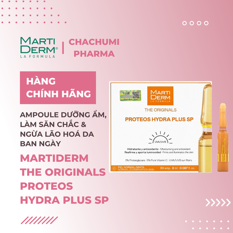 [ Mẫu Mới ] Martiderm The Originals Proteos Hydra Plus SP - Ampoule Dưỡng Ẩm, Làm Săn Chắc & Ngừa Lão Hoá Da Ban Ngày