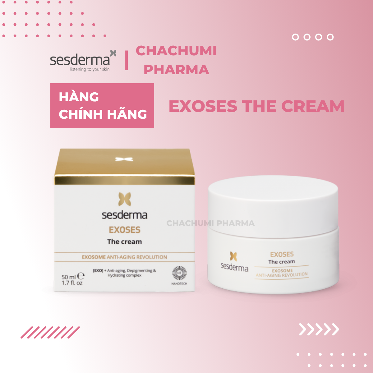 Sesderma Exoses The Cream 50ml - Kem Dưỡng Chiết Tế Bào Gốc Exosome Sửa Chữa, Tân Tạo Tế Bào Và Trẻ Hoá Đa Chiều 50ml