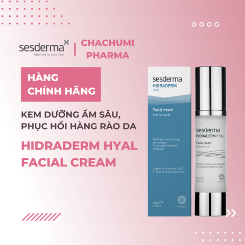 Sesderma Hidraderm Hyal Facial Cream 50ml – Kem Dưỡng Ẩm Sâu, Phục Hồi Hàng Rào Da