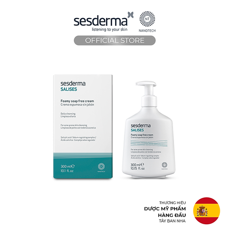 Sesderma Salises Foamy Soap Free Cream 250ml – Sữa Rửa Mặt Dịu Nhẹ Cho Da Dầu Mụn, Kiềm Dầu