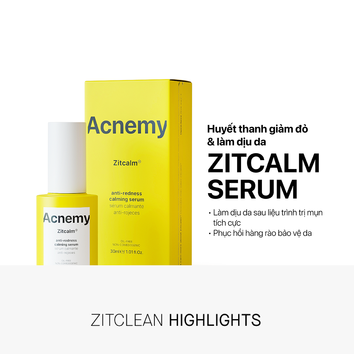 Acnemy Zitcalm Anti Redness Calming Serum Tinh Chất Làm Dịu Da Mụn Và Giảm Tình Trạng Đỏ Da 30ml