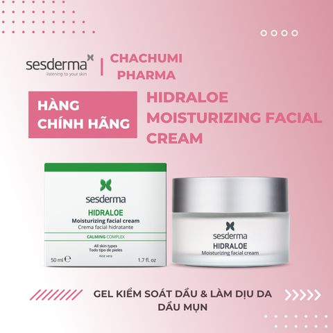 Sesderma Hidraloe Moisturizing Facial Cream 50ml – Kem Dưỡng Ẩm Làm Dịu, Phục Hồi Da Nhạy Cảm