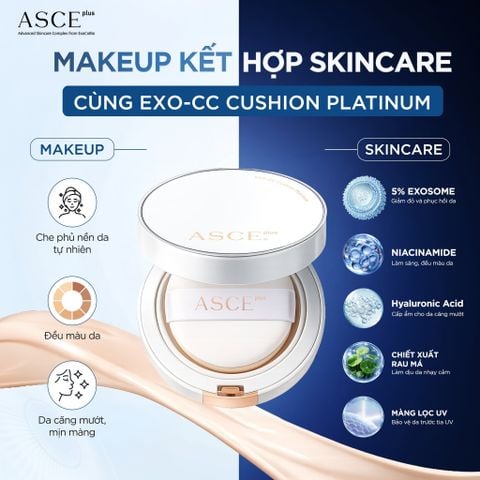 ASCE plus EXO-CC Cushion Platinum - Phấn Nước CC Cushion Che Phủ Dưỡng Da Chống Nắng Exosome