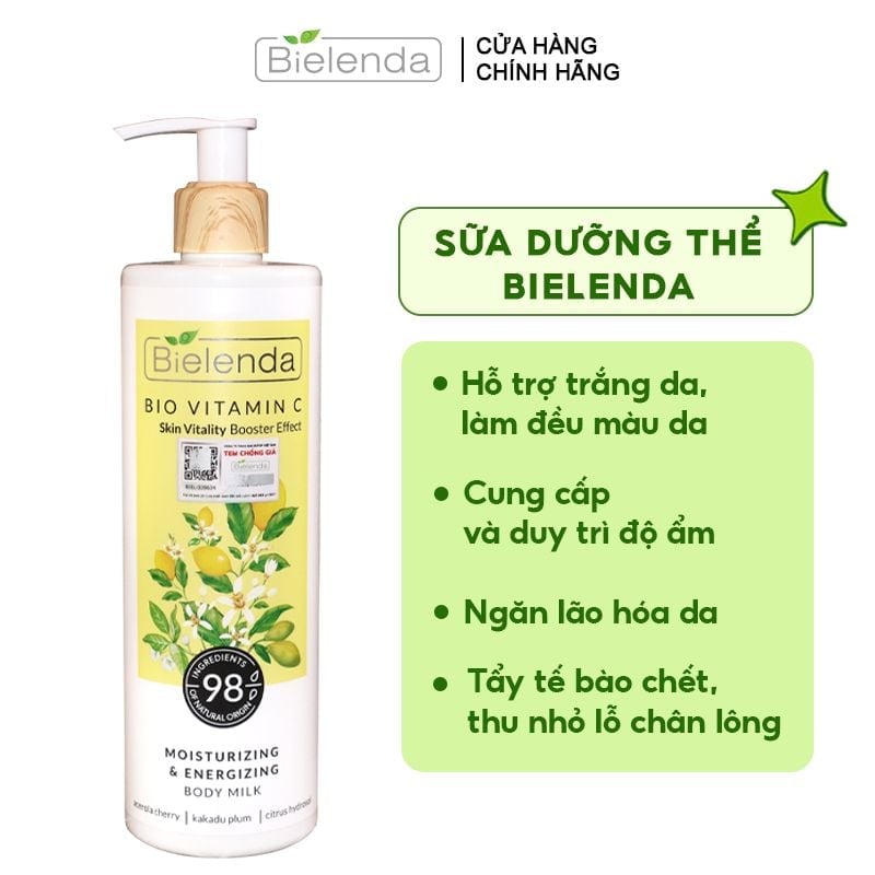 Bielenda Bio vitamin C - Sữa dưỡng trắng, đều màu & giữ ẩm da body