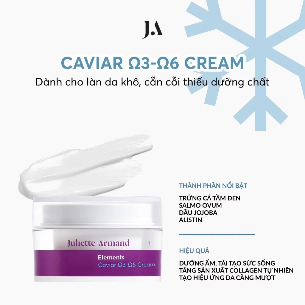 Juliette Armand Elements Caviar Nourishing Cream Kem Trứng Cá Tầm Giàu Omega 3-6-9 Giúp Da Căng Mịn 50ml
