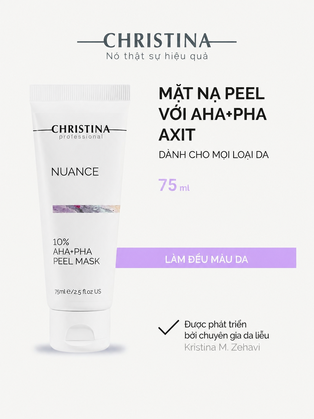 Christina Nuance 10% AHA + PHA Peel Mask - Mặt nạ peel da làm mịn, trẻ hoá, hỗ trợ làm sáng da 75ml