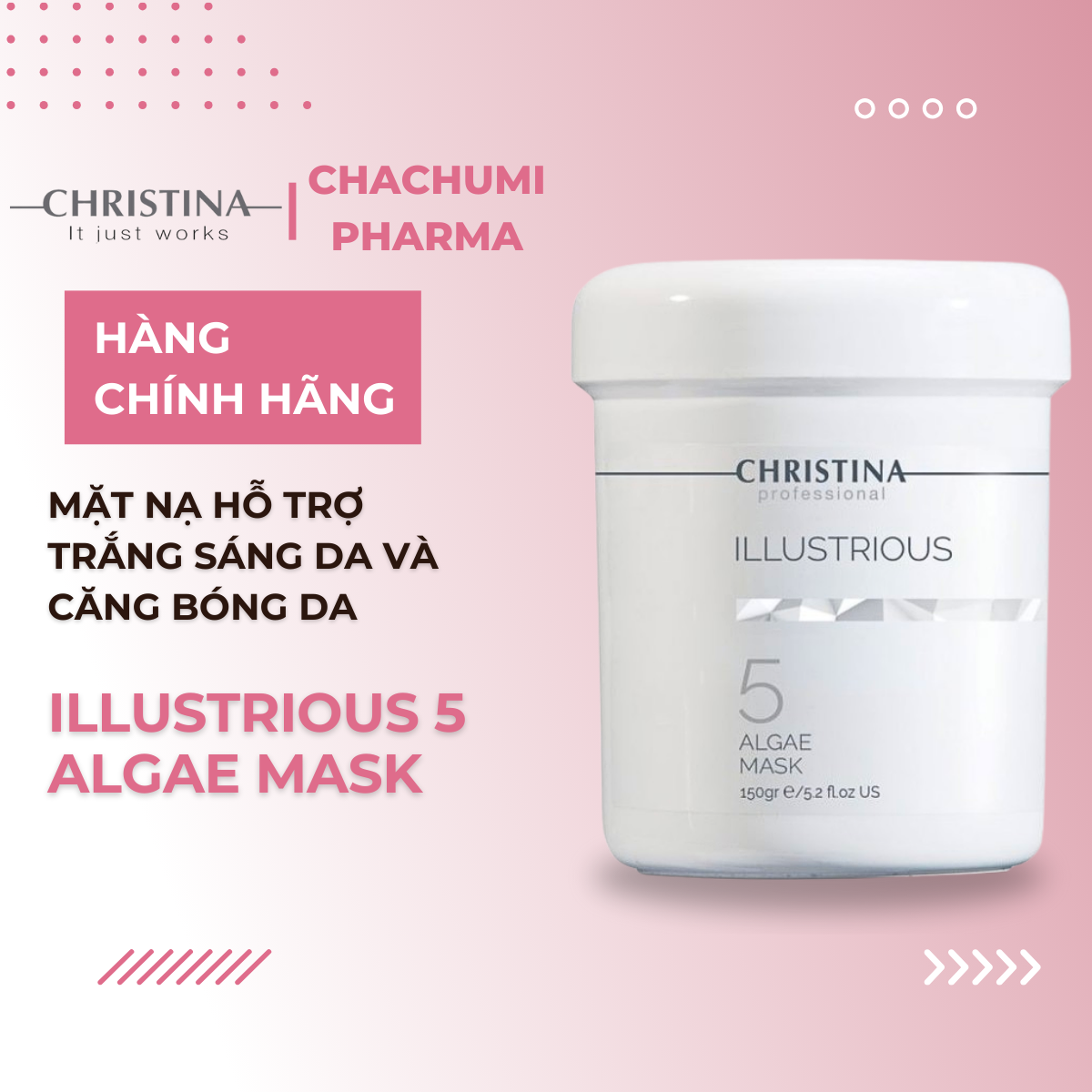 Mặt nạ tảo Christina Illustrious 5 Algae Mask Hỗ Trợ Trắng Sáng Da Và Căng Bóng Da 150ml
