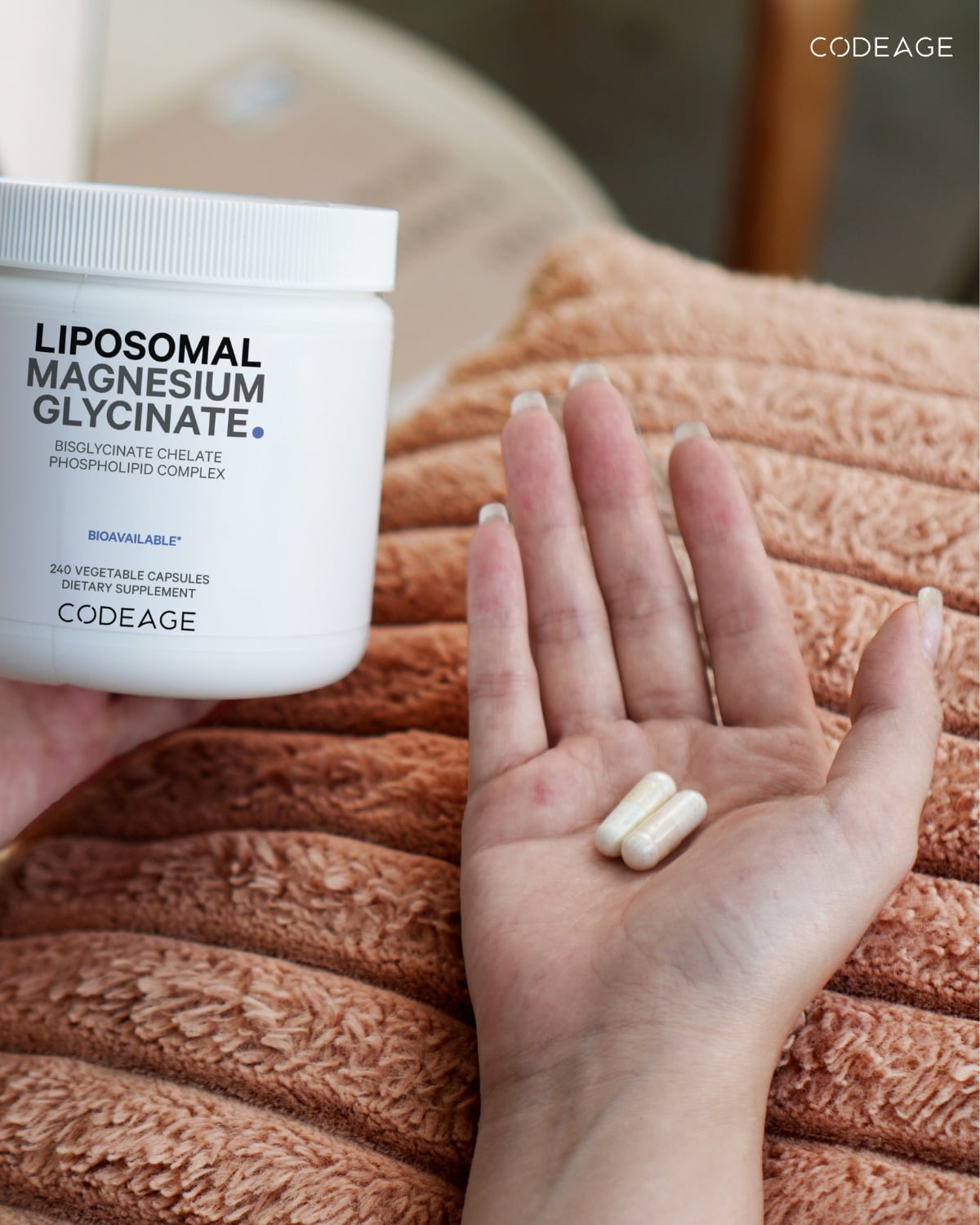 Codeage Liposomal Magnesium Glycinate 240v - Viên Uống Bổ Sung Magiê Hỗ Trợ Tập Gym, Giấc Ngủ, Xương Khớp, Giảm Stress