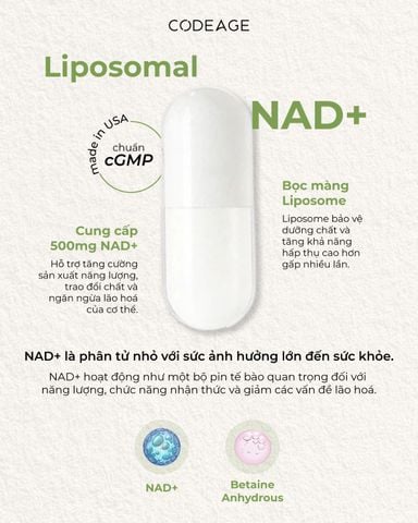 Codeage Liposomal NAD+ Viên Uống Trẻ Hóa, Tăng Cường Sức Khỏe Và Kéo Dài Tuổi Thọ 60 viên