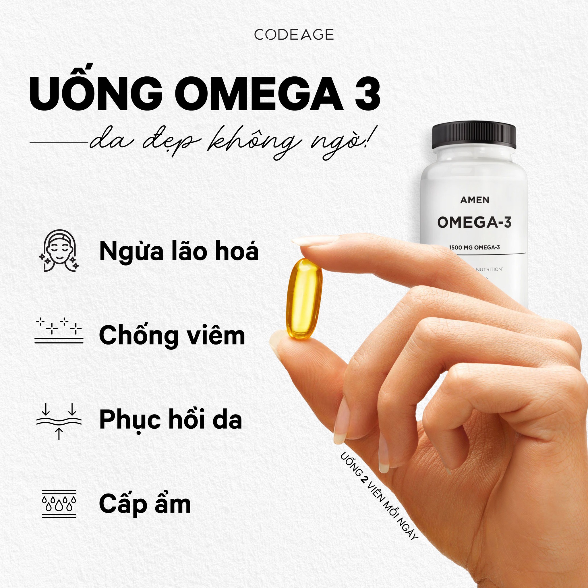Codeage Amen Omega 3 - Viên Uống Dầu Cá Giúp Tăng Cường Sức Khỏe, Đẹp Da 90 viên