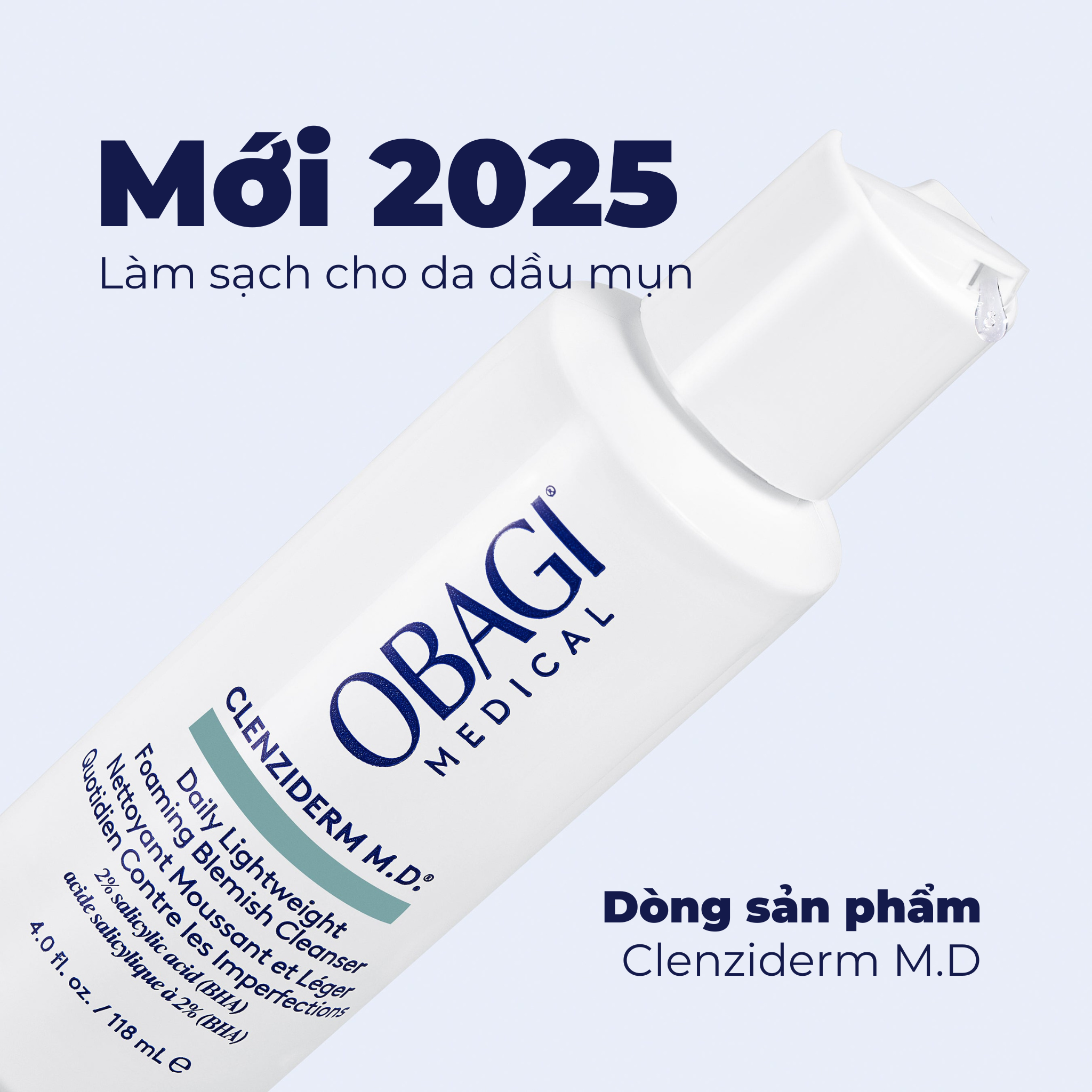Obagi Clenziderm M.D. Foaming Blemish - Sữa Rửa Mặt Giảm Mụn Chứa BHA 118ml