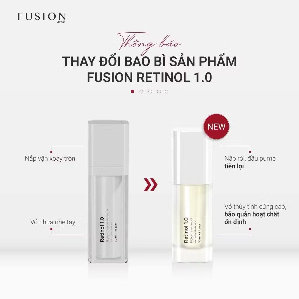 Fusion Retinol 1.0 - Kem trẻ hoá, hỗ trợ cải thiện mụn và sắc tố da 30ml