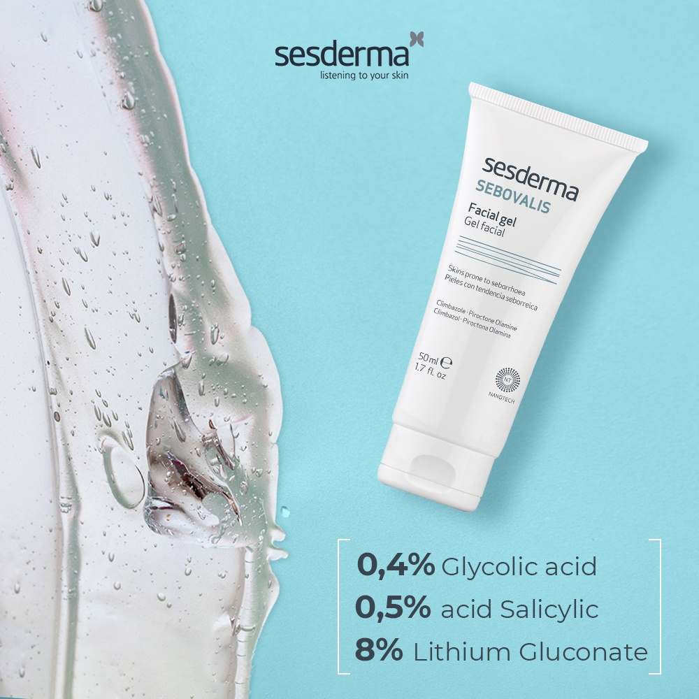 Sesderma Sebovalis Facial Gel 50ml – Gel Kiểm Soát Dầu & Làm Dịu Da Đầu Mụn