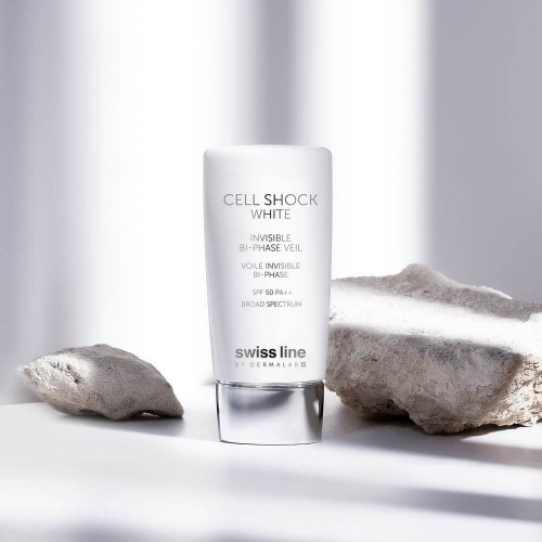 Swissline Cell Shock White Invisible Bi-Phase Veil SPF 50 - Nhũ Tương Chống Nắng Và Bức Xạ Nhiệt Bảo Vệ Da SPF 50 PA++